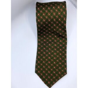 Mens Stain Mart London T Harris Olive‎ Green Paisley Silk Necktie